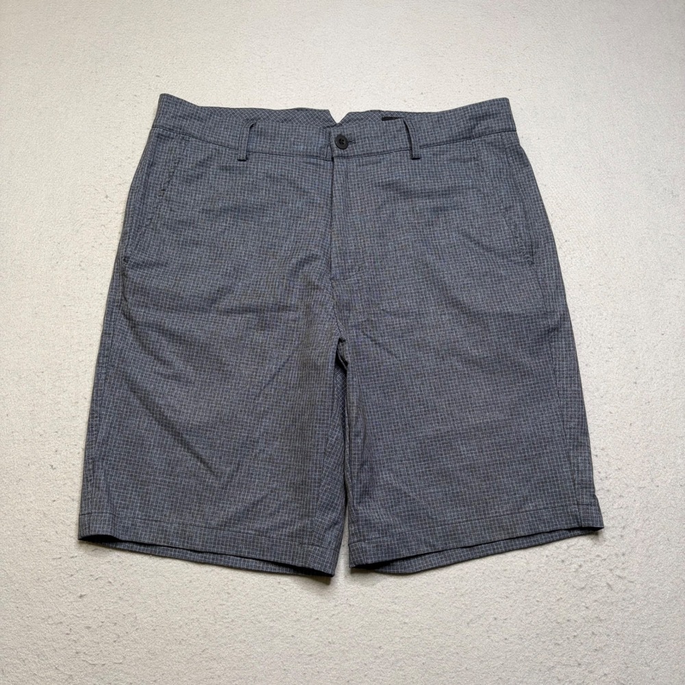 Dunning Golf Shorts Mens 32 Gray Micro Check Performance Technical Flat Front